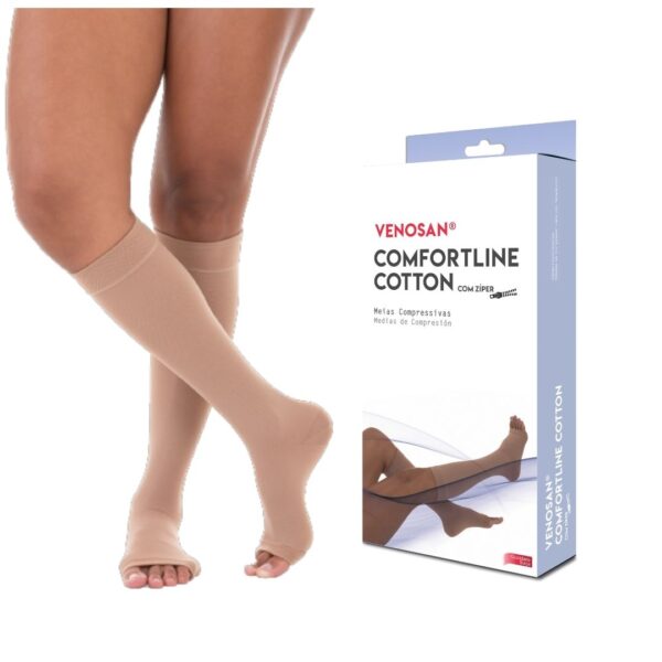 Meia Venosan 20-30 mmHg 3/4 aberta Comfortline Cotton Com Zíper