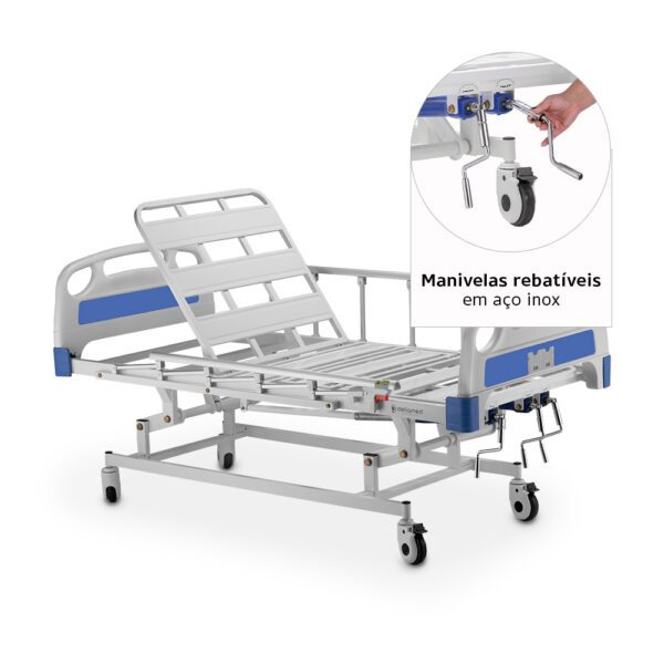 Cama Hospitalar 3 Movimentos Manual DX3 200 Kg Dellamed