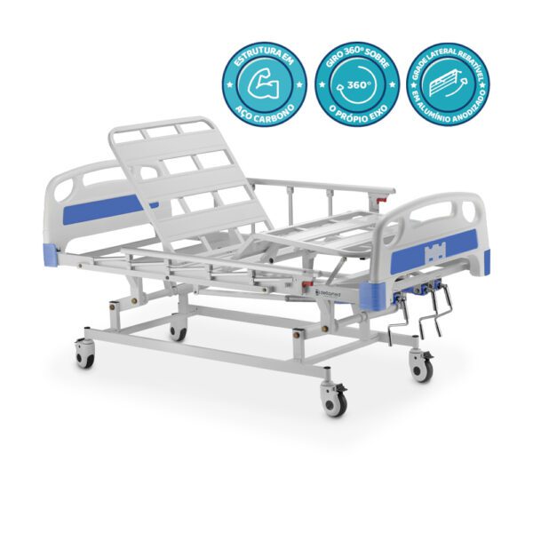 Cama Hospitalar 3 Movimentos Manual DX3 200 Kg Dellamed